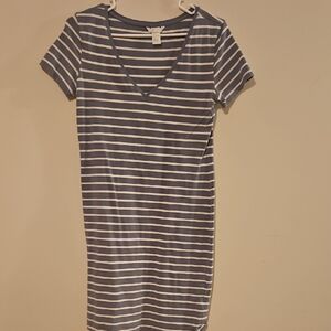 H&M Blue and White Striped Dress